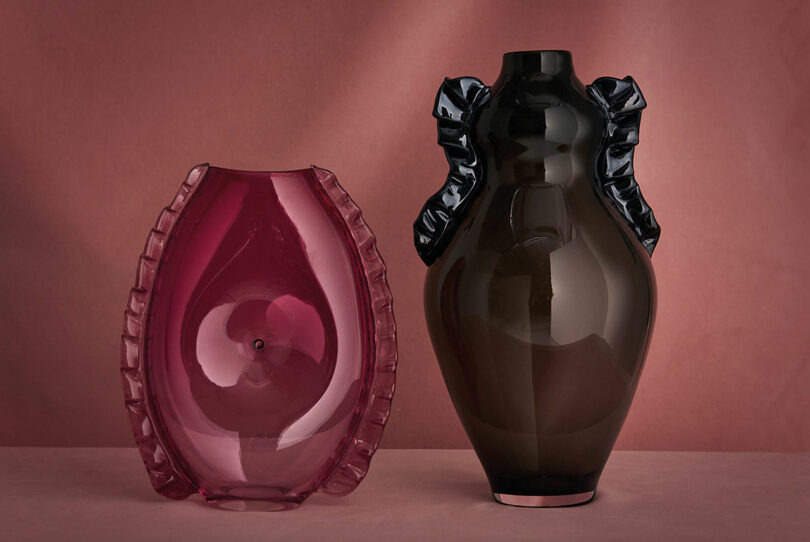 Two glass vases.