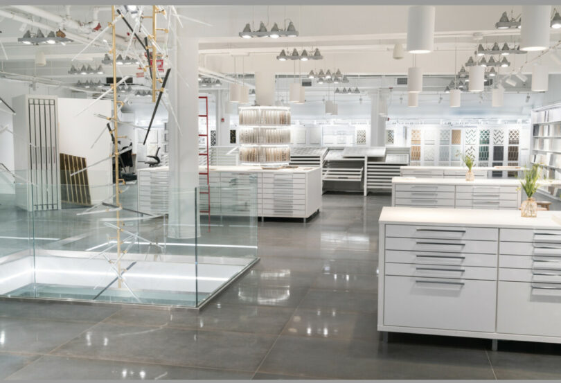 light and bright tile showroom space