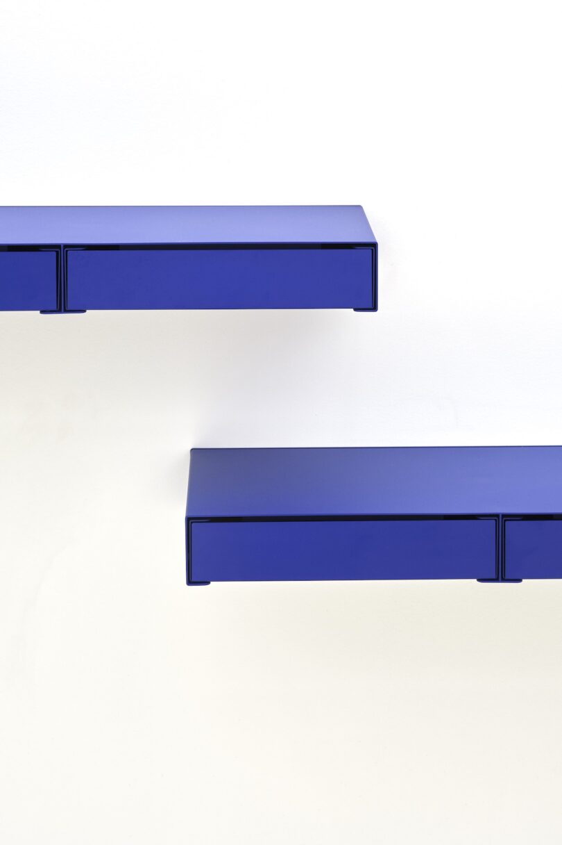 blue wall mounted drawers