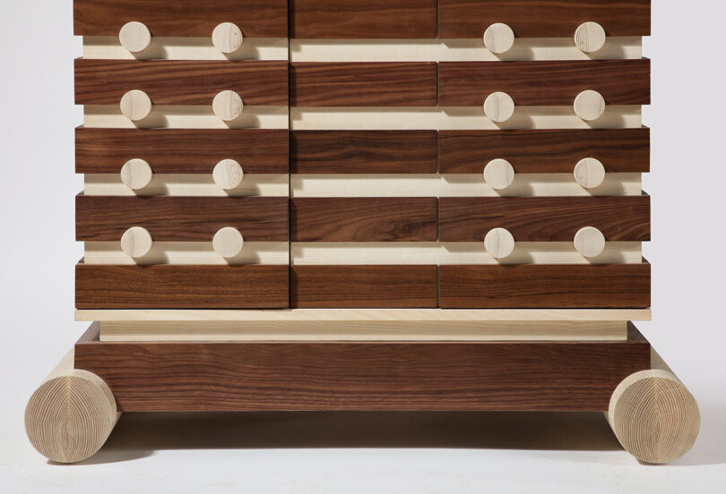 modern striped wood cabinet