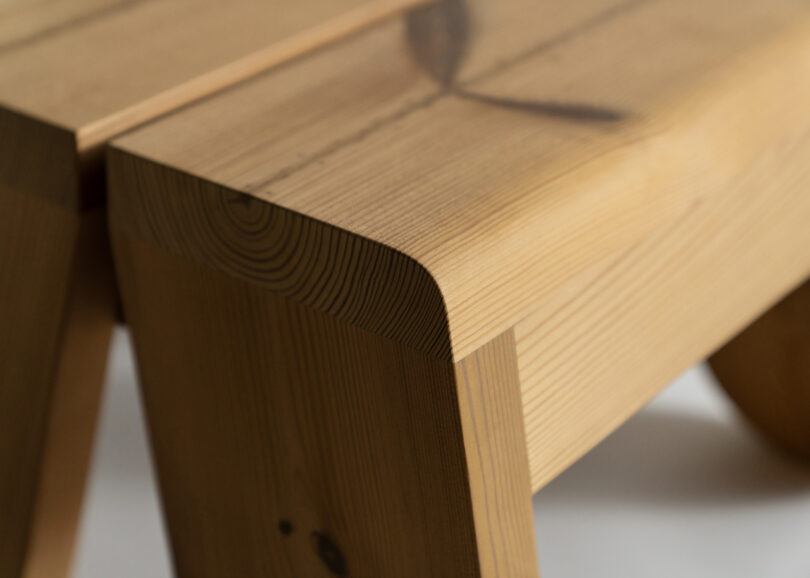 wood foot stool up close details