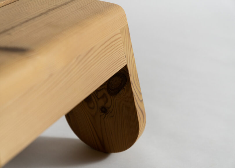 wood foot stool up close details