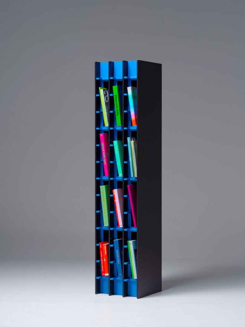 bookshelf with colorful covers 