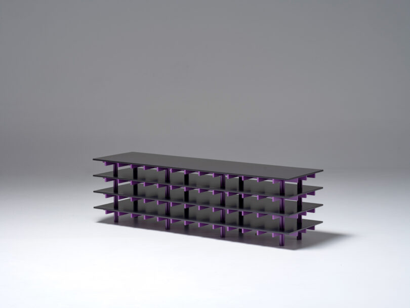 black and purple bench