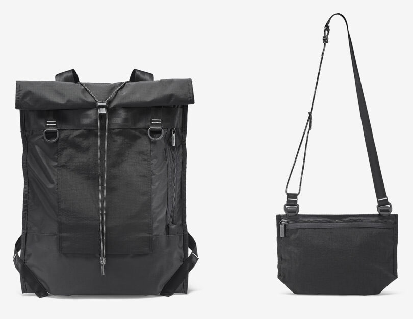 black backpack and accompanying smaller crossbody bag