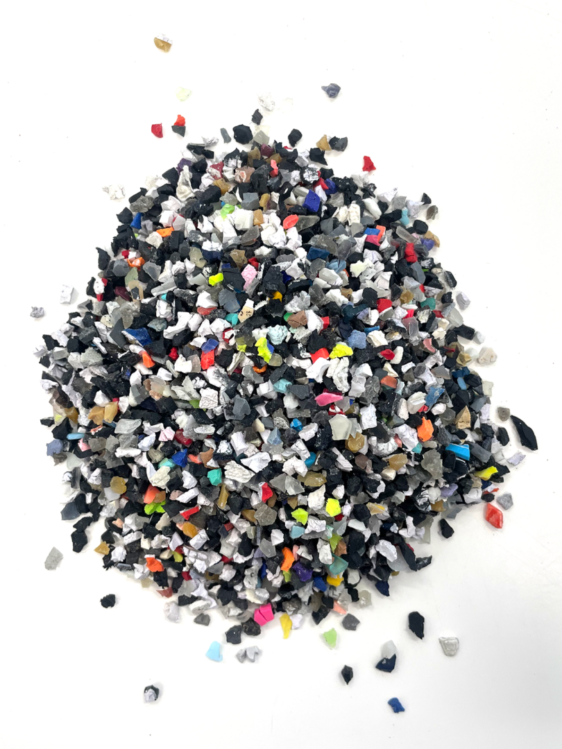 pile of recycled rubber