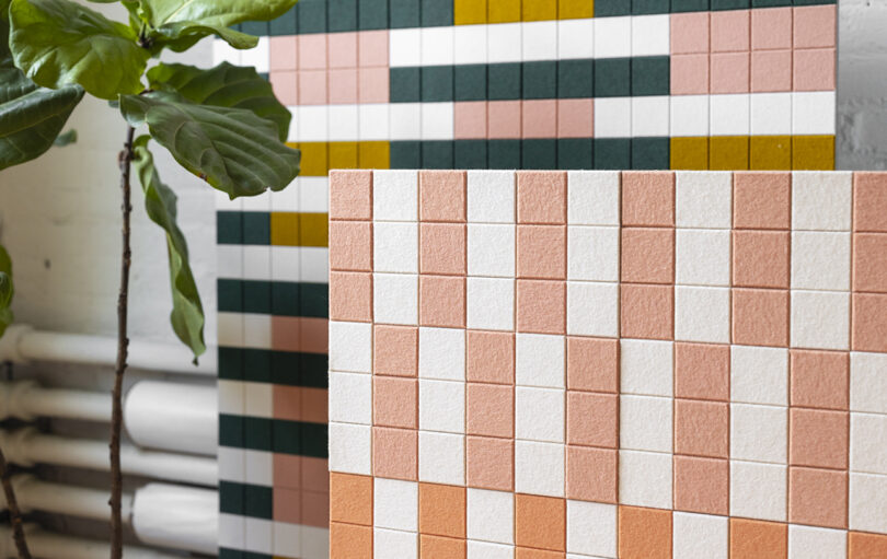 detail of felt acoustic wall tile patterns