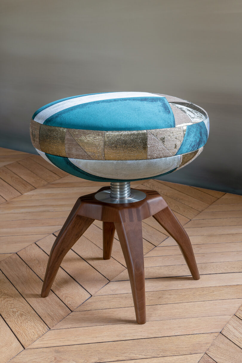 patchwork upholstered stool