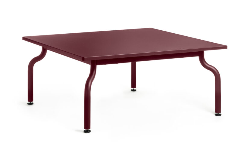 A burgundy table on a white background.