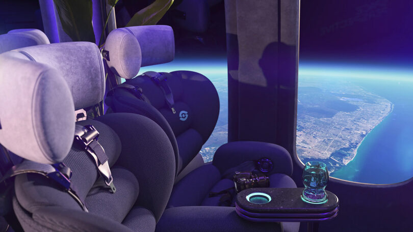 Two seats inside the world's first luxury spaceflight service with a view of the earth.