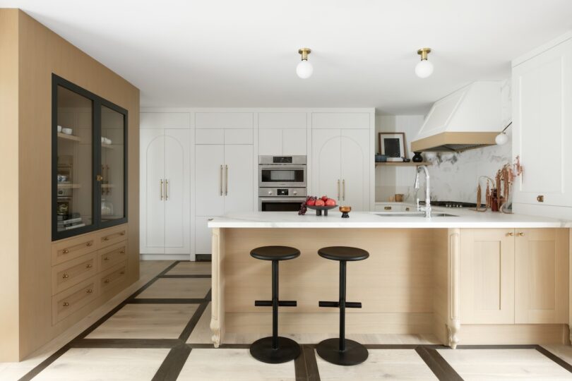 Two barstools within kitchen interior