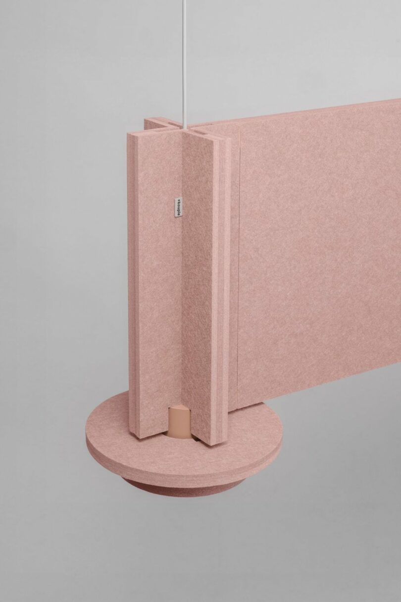 pink felt pendant light with attached panel