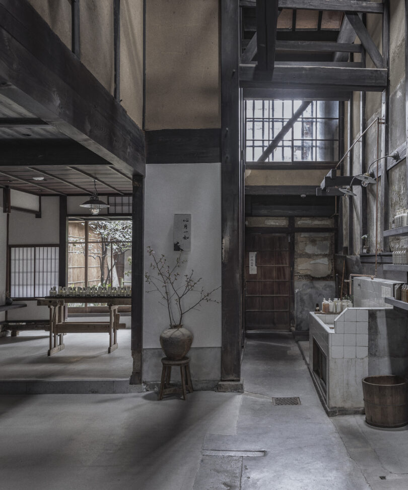The open foyer to Le Labo's Kyoto Machiya