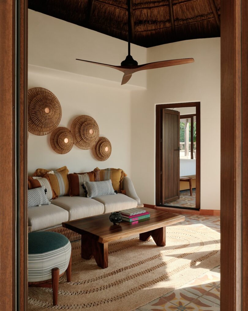 Interior of a room at Maroma showing a blend of local materials