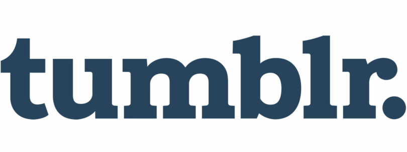 The image shows the Tumblr logo in dark blue, featuring the word "tumblr." with a lowercase "t" and a period at the end.