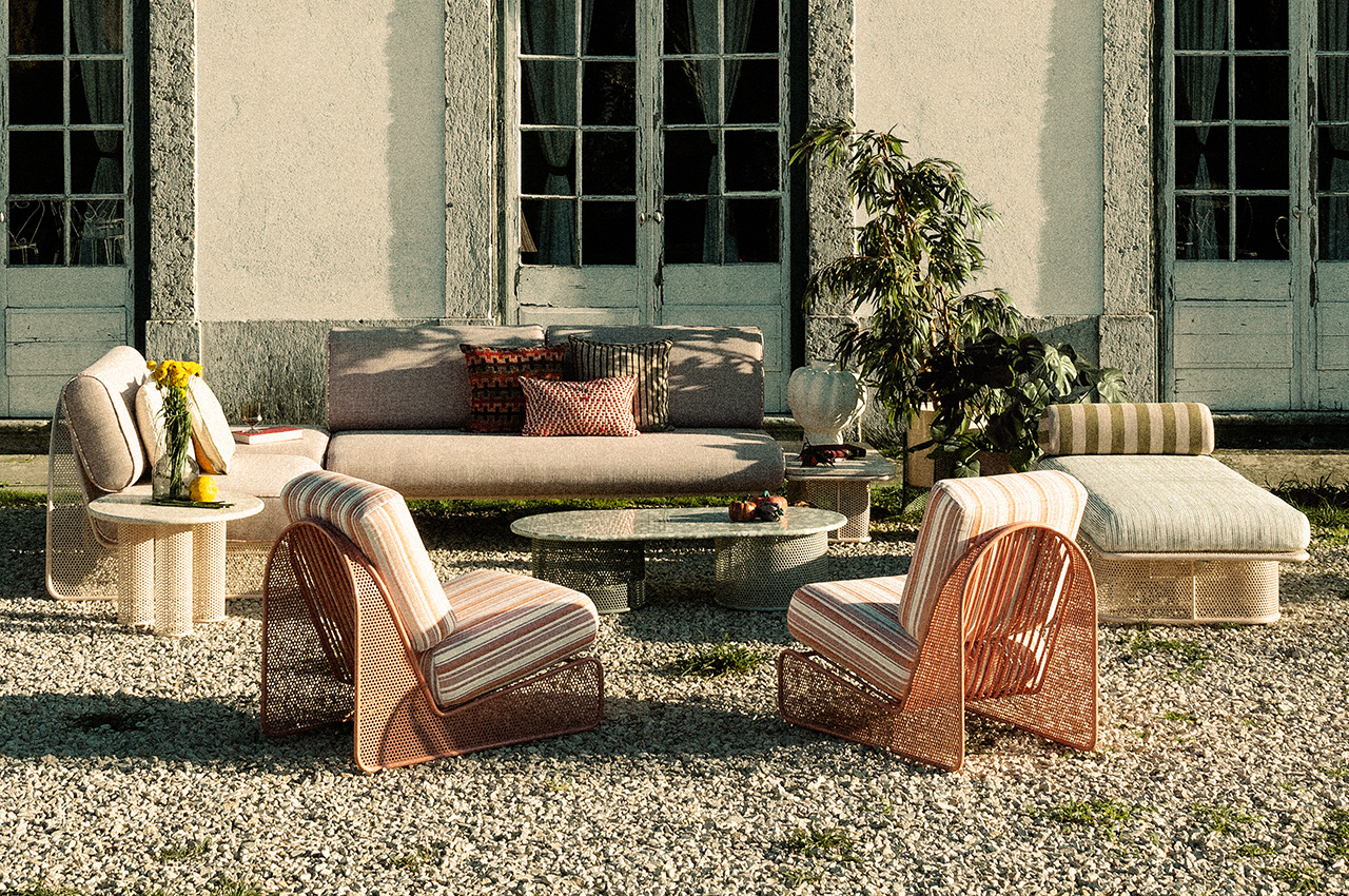 The Riviera Outdoor Collection Masters a Mix of Patterns + Materials