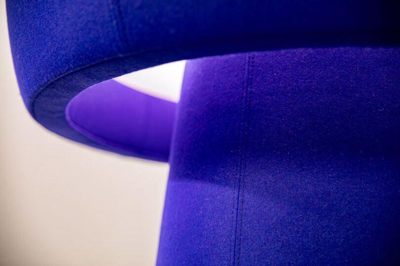 close up details of purple floor lamp