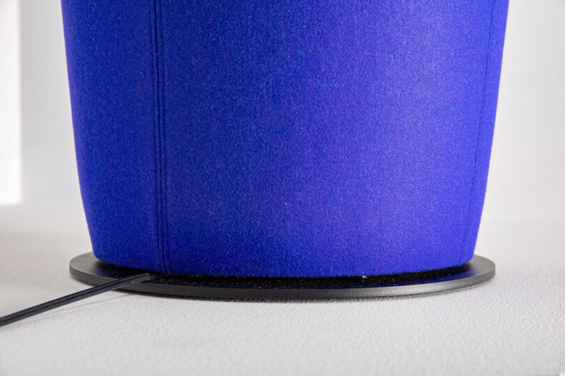 close up details of purple floor lamp