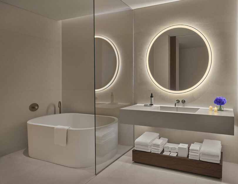 A contemporary bathroom at The Riviera Maya EDITION