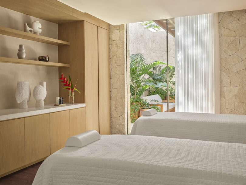 A tranquil double treatment room at The Riviera Maya EDITION spa