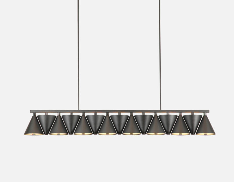 A Legato Light - a row of black lamps.