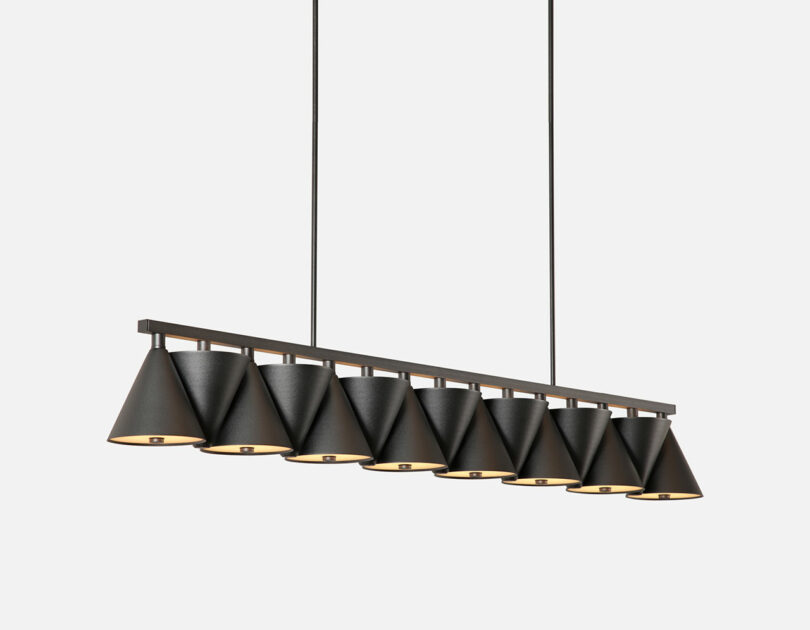 A Legato Light - row of black lamps.