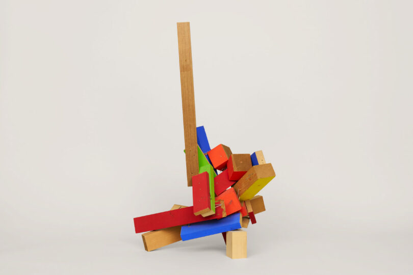 Small abstract sculpture with central vertical element