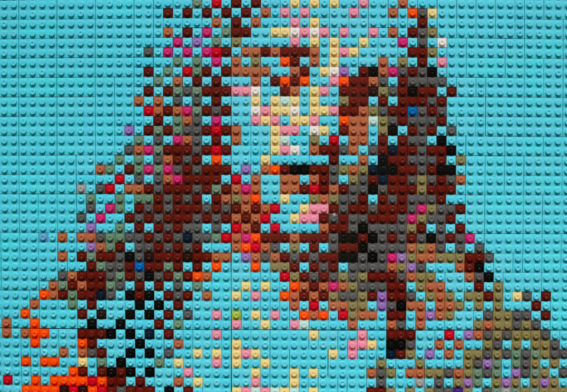 Detail of Jesus' face in Lego