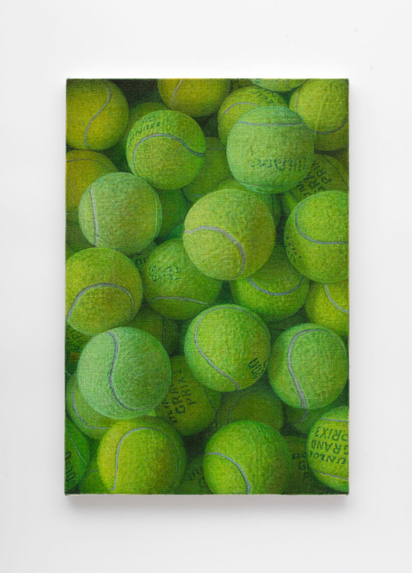 Painting of pile of tennis balls