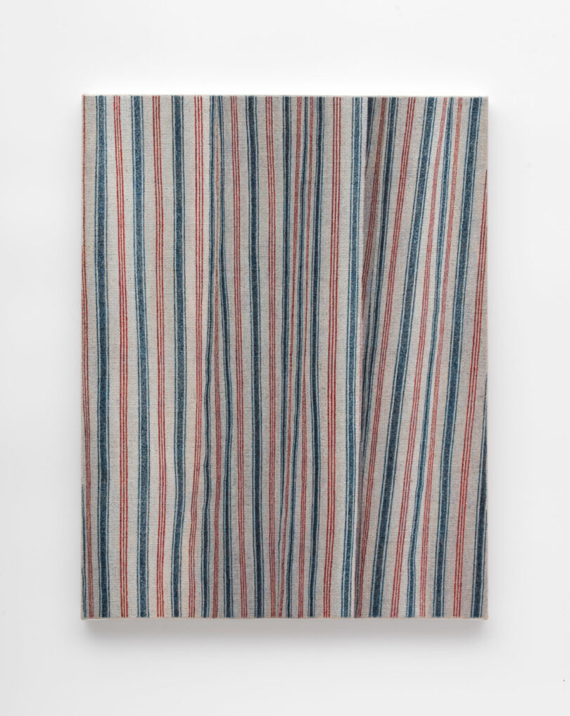 painting of red and blue vertical stripes