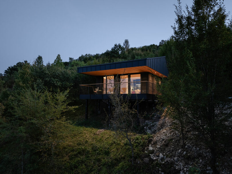 A Compact Modern Treehouse Designed for Adults in Hungarian Mountains