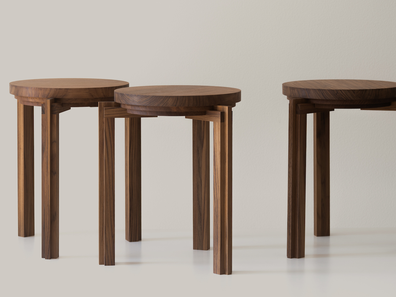 Cornice Stacking Stools Echo the Beauty of Japanese Shrines