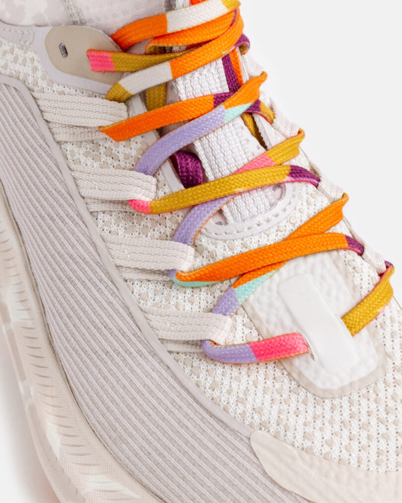 colorful laces on a white snaker