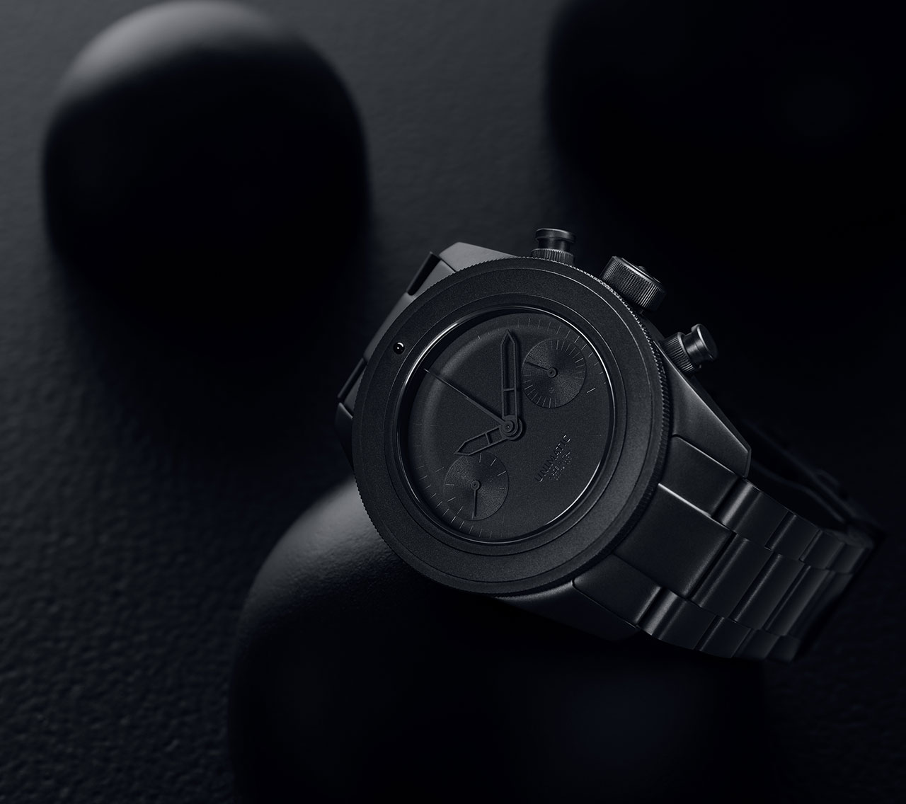 UNIMATIC x Maxfield Debut Stealth, All-Black Chronograph Watch