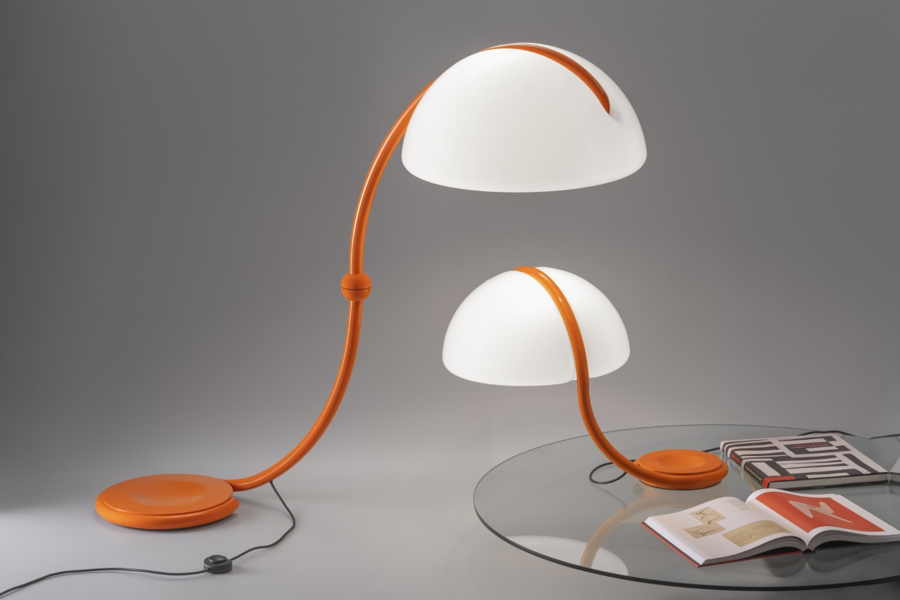 Serpente Lamp Celebrates 60 Years In a Bold Shade of Orange