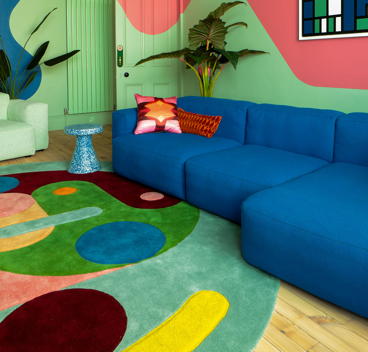 DiscoRectangle Turns Abstract Geometry Into Color-Drenched Rugs