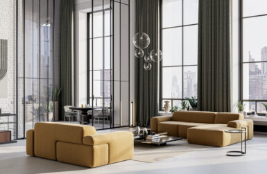 This Asymmetrical Sofa Fits Together Like Staggered Stone Terraces