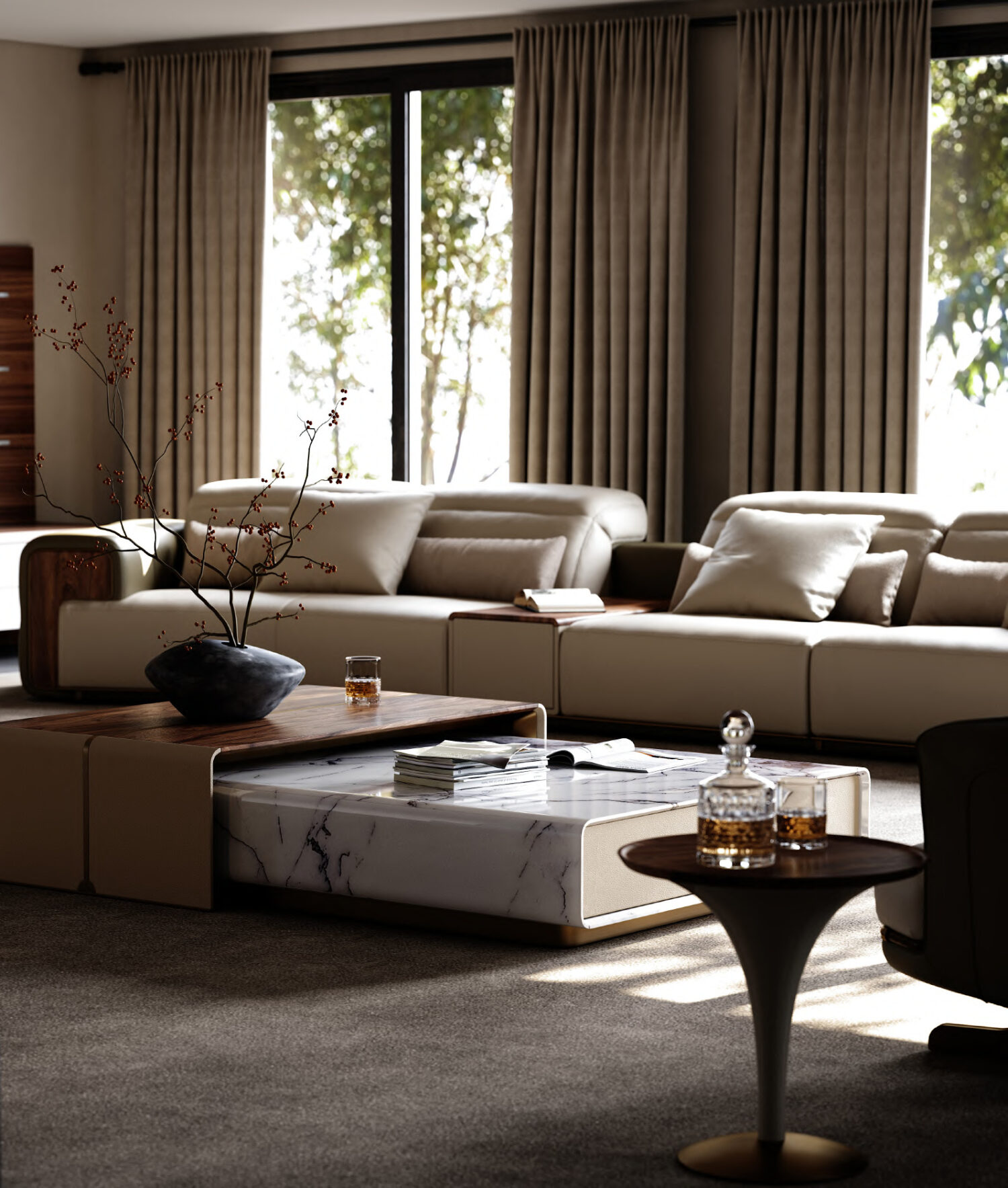 Walnut and Leather Meet at the Seams of Eureka Ergonomic’s Arundel Collection
