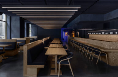 A Modern Japanese Steakhouse Drenched in Denim Hues